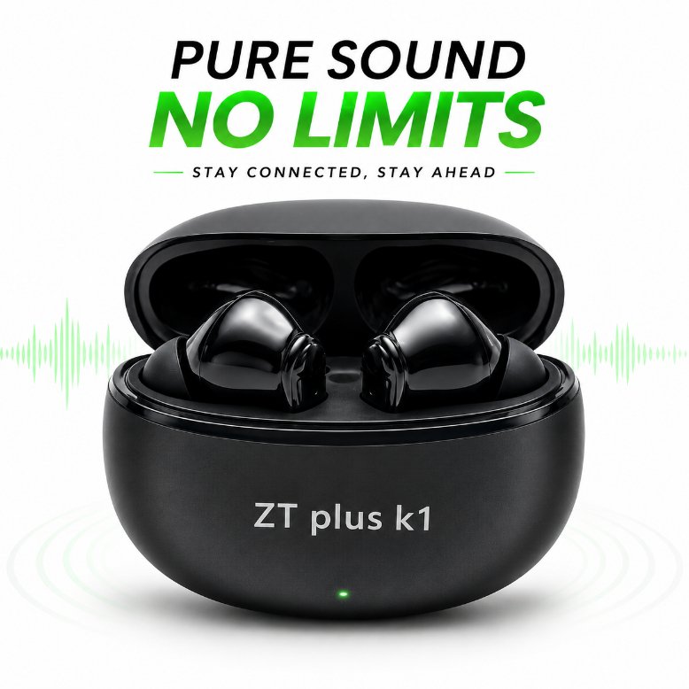 ZT Plus K1 True Wireless Stereo Earbuds – Bluetooth 5.3 TWS with Bluetrum Chipset, 300mAh Charging Case & 30H Total Playtime