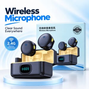 Premium Magnetic Dual Wireless Lavalier Microphone – Smart Charging Case with Digital Display, ENC Noise Cancellation & Plug-and-Play Mic for Vlogging, Interviews & Streaming