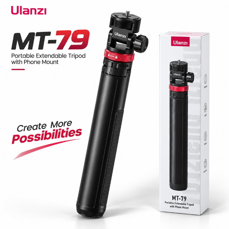 Ulanzi MT-79 6.5ft Portable Light Stand – Lightweight Aluminum Extendable Tripod Stand with 1/4″ Screw & Compact Foldable Design for Studio Lighting & Vlogging