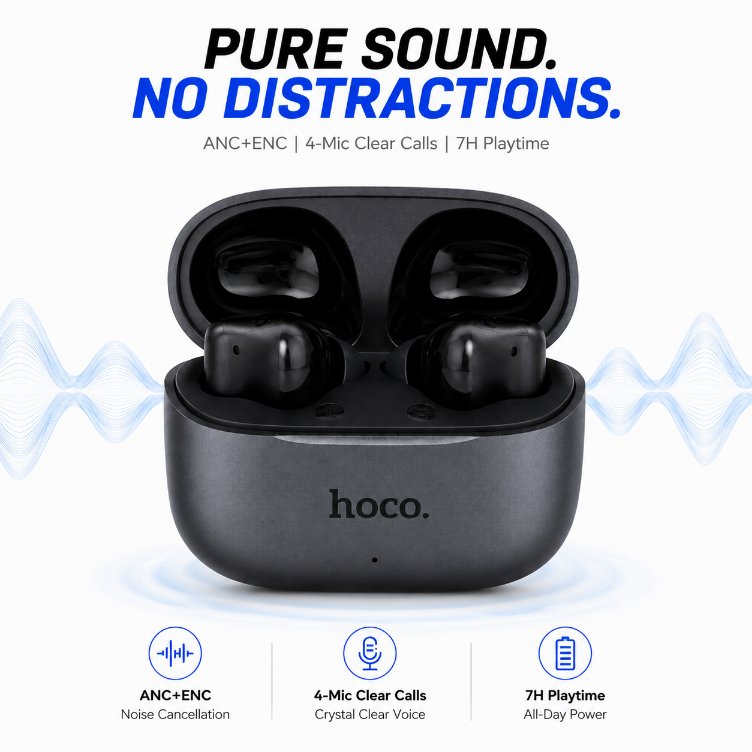 EQ27 Fun AI Translation True Wireless Earbuds – Bluetooth 5.4 ANC & ENC Noise Cancelling Earphones with 134+ Languages Real-Time Translation & 28H Battery