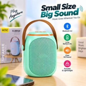 X-2652 Portable Wireless Bluetooth Speaker – Compact Mini Speaker with Powerful Clear Sound, Stylish Look & USB Charging for Home, Office & Travel